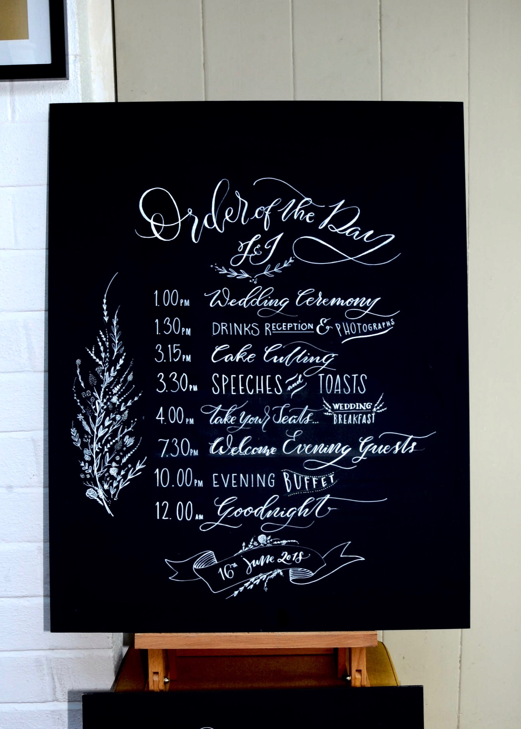 Hand lettered Calligraphy Chalkboards/ Blackboards by Mellor and Rose for Weddings, Restaurants, Cafes and Bars (Lancashire) (Lytham, Preston, Blackpool, Southport, Lancaster, Liverpool, Manchester, Harrogate, Mawdesley)