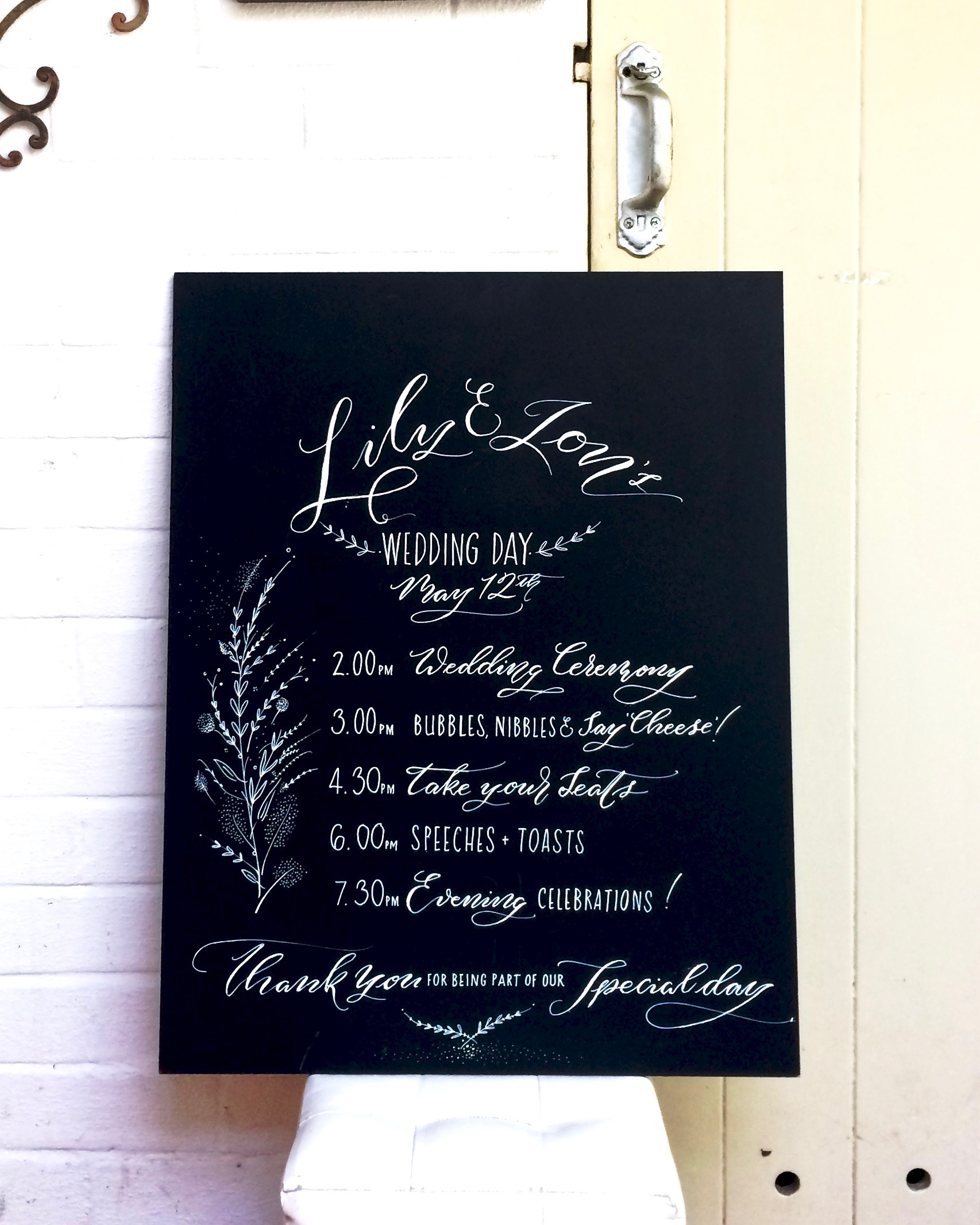 Hand lettered Calligraphy Chalkboards/ Blackboards by Mellor and Rose for Weddings, Restaurants, Cafes and Bars (Lancashire) (Lytham, Preston, Blackpool, Southport, Lancaster, Liverpool, Manchester, Harrogate, Mawdesley)