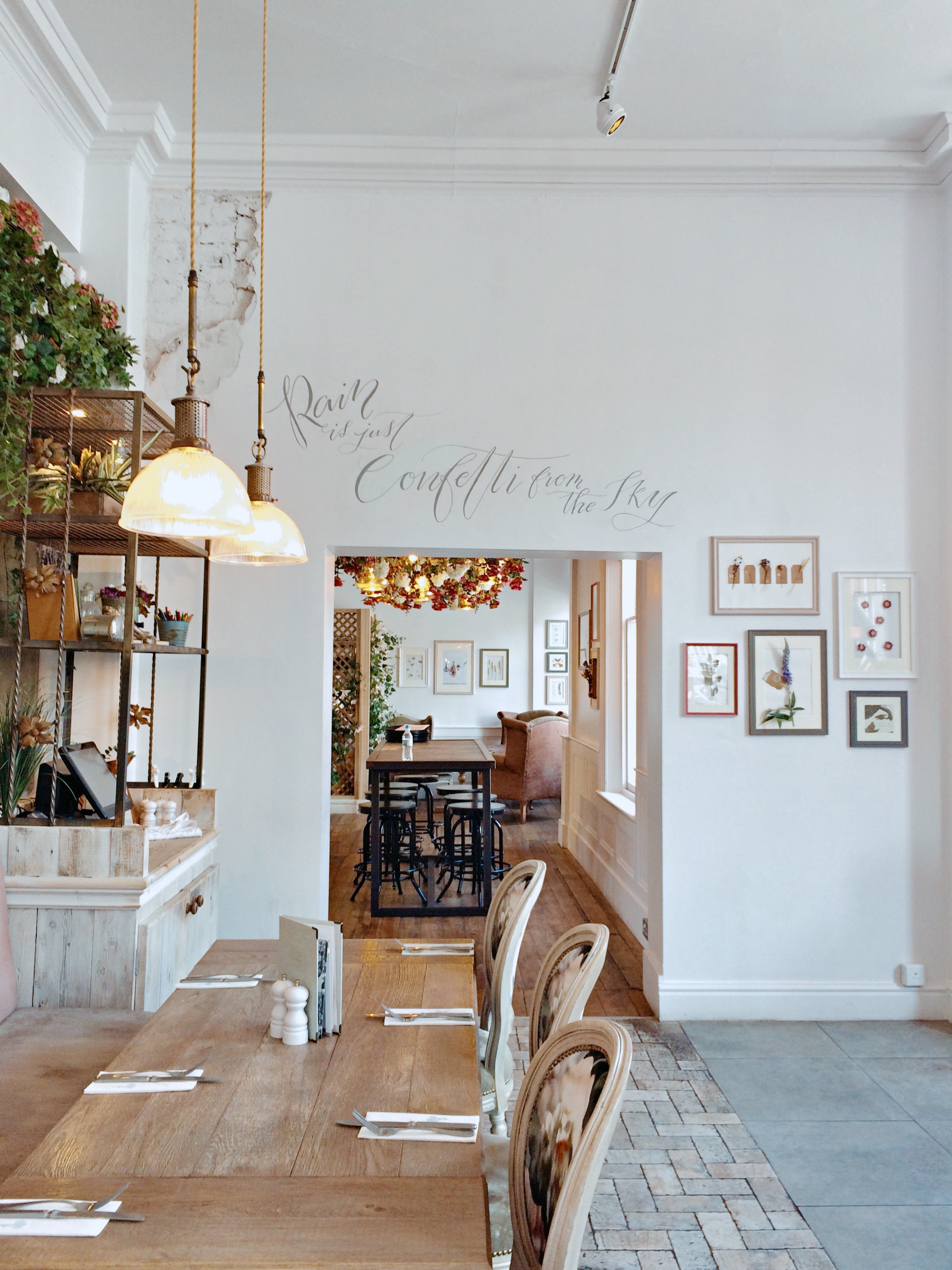 Hand lettered Wall Art/ Murals/ Signage by Mellor and Rose for Cafes, Bars/ Restaurants (The Florist, Liverpool) (Lytham, Preston, Blackpool, Southport, Lancaster, Liverpool, Manchester, Harrogate, Mawdesley)