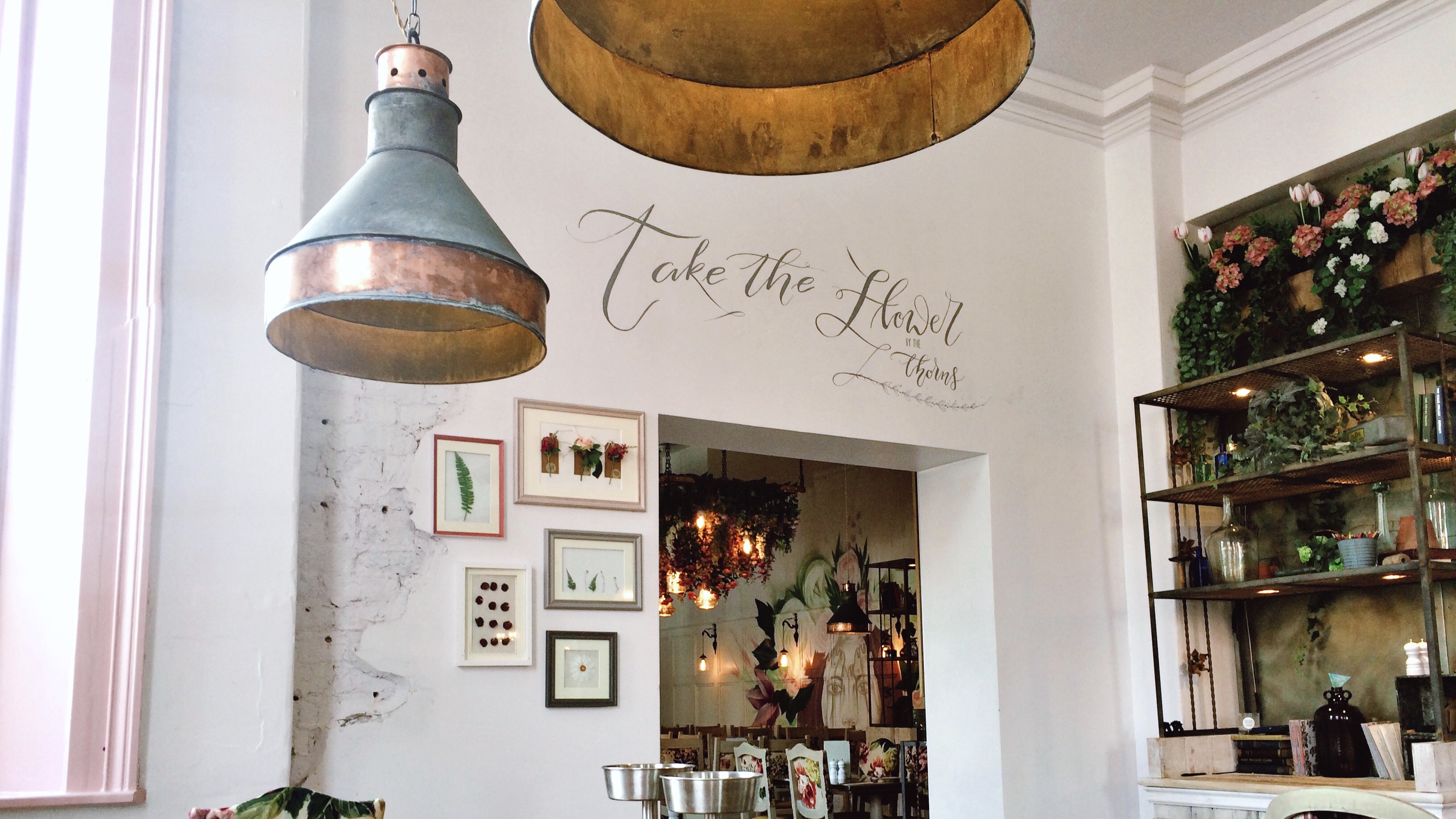 Hand lettered Wall Art/ Murals/ Signage by Mellor and Rose for Cafes, Bars/ Restaurants (The Florist, Liverpool) (Lytham, Preston, Blackpool, Southport, Lancaster, Liverpool, Manchester, Harrogate, Mawdesley)