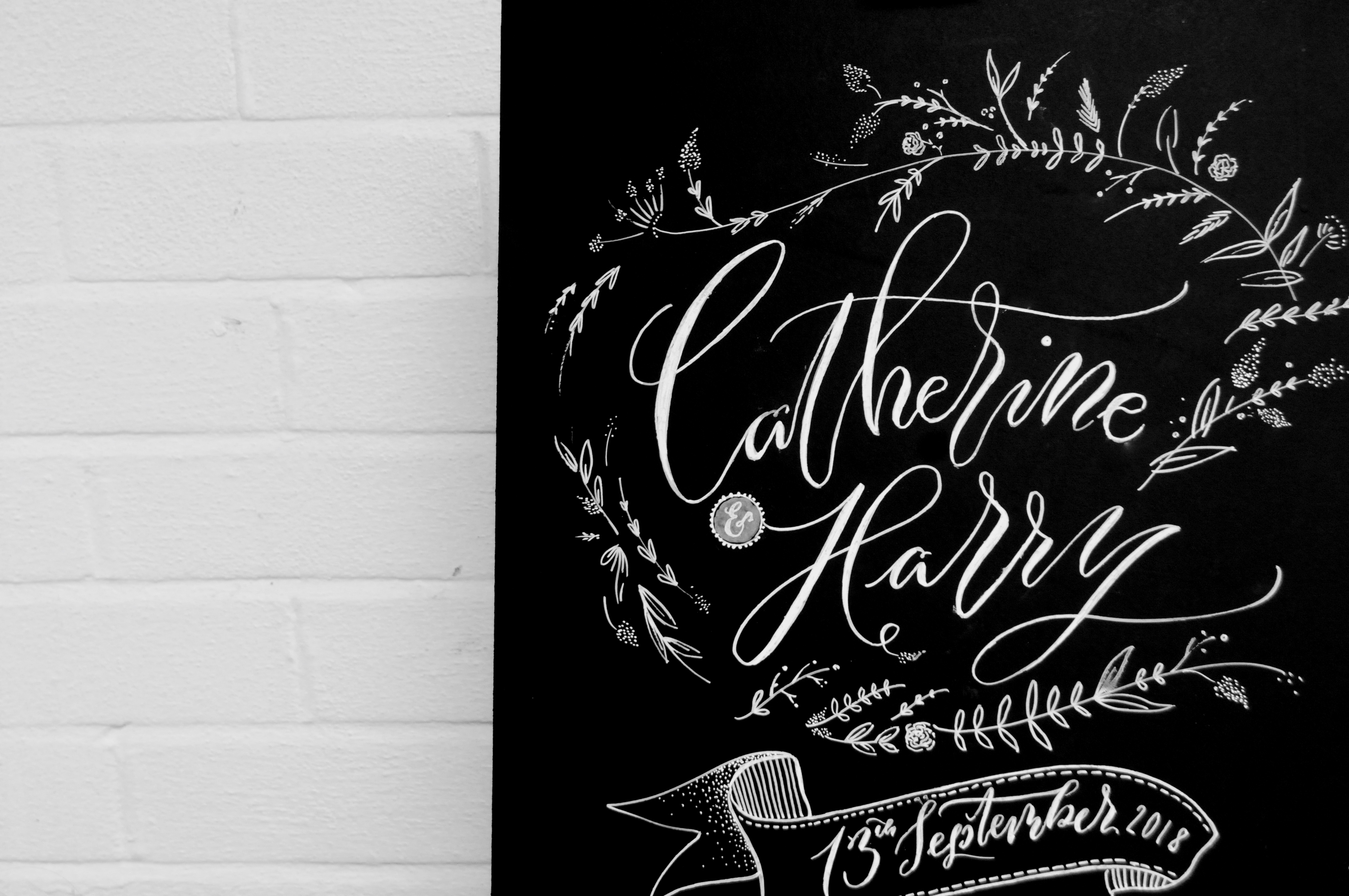 Personalised hand lettered chalkboard/ blackboard by Mellor and Rose in Lancashire