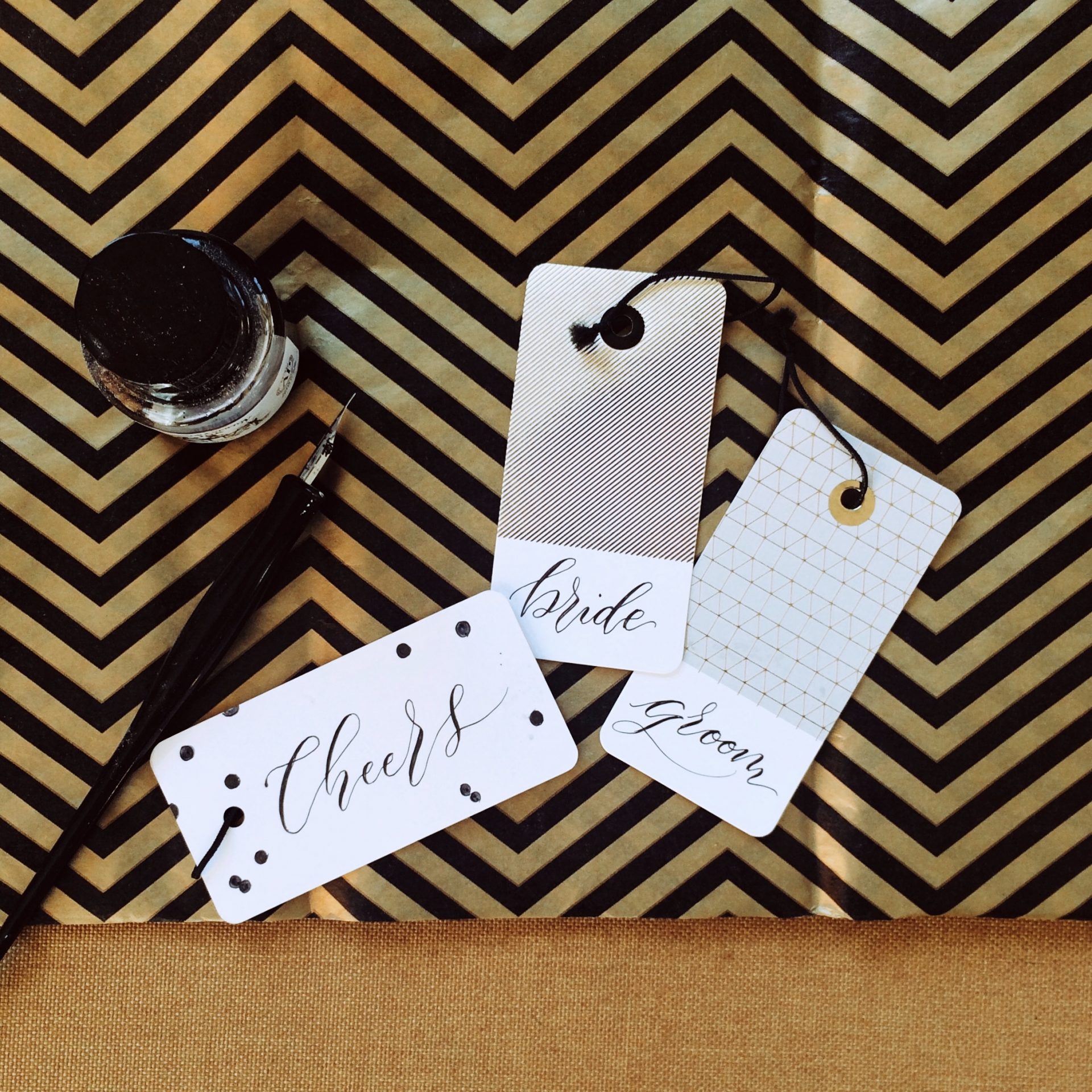 Hand lettered name tags & gift tags by Mellor and Rose in Lancashire