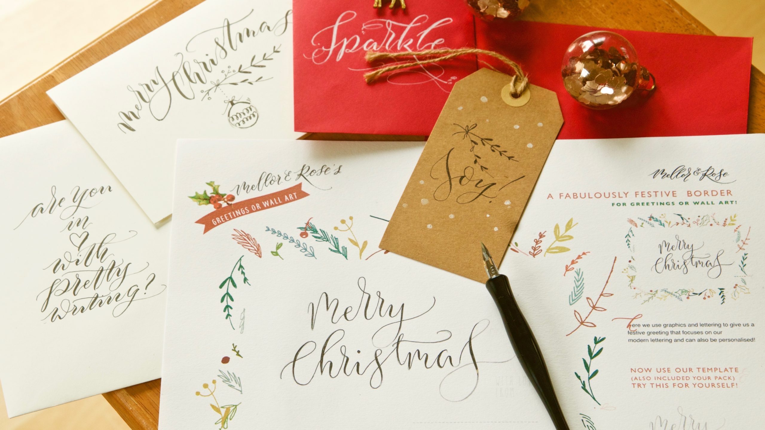 Christmas Calligraphy Workshop at Thyme England with Mellor & Rose