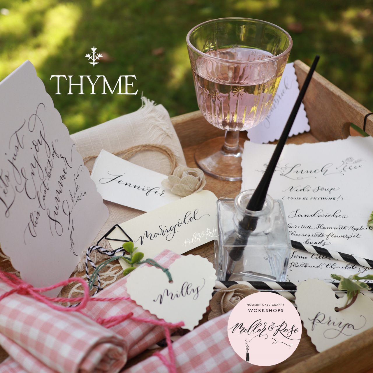 Modern Calligraphy Workshop at Thyme England, Cotswolds with Mellor & Rose 2022
