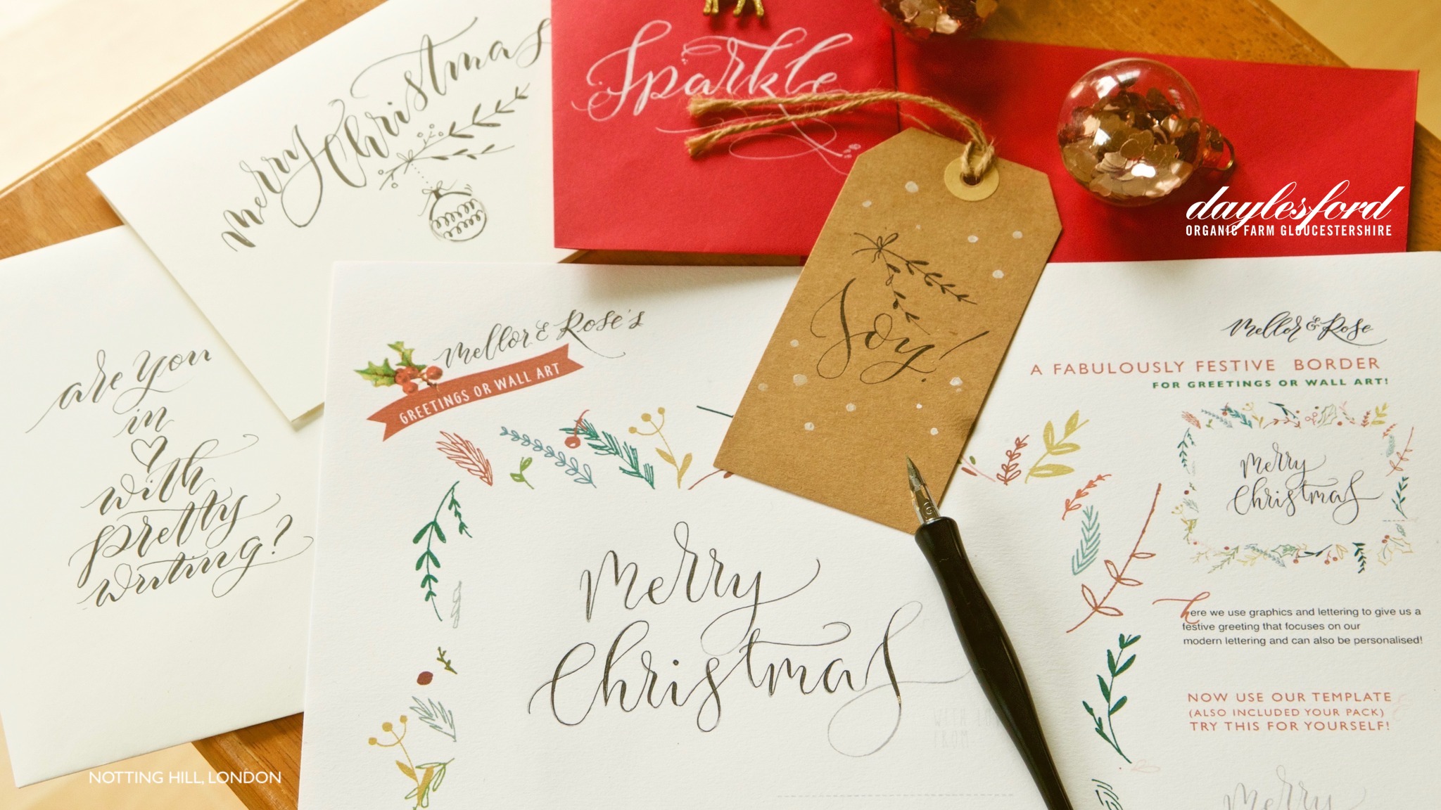 Christmas Calligraphy Workshop with Mellor & Rose at Daylesford Organic Notting Hill London