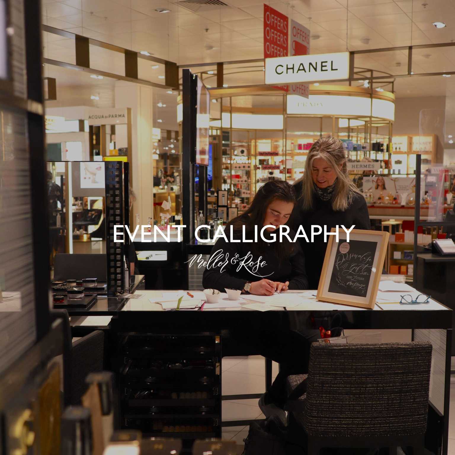 Live Event Calligraphy Personalisation with Mellor & Rose.