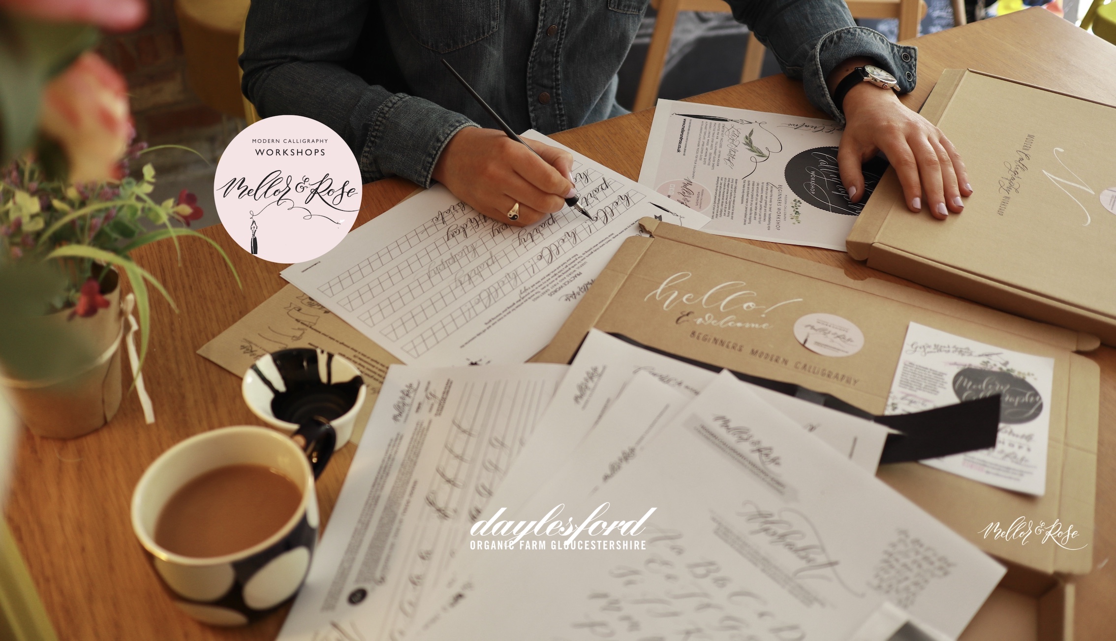Mellor & Rose Modern Calligraphy Workshops 2023 at Daylesford Organic, Cotswolds