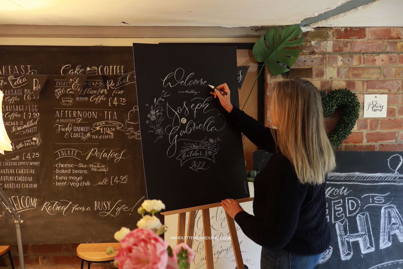 Handlettered Wedding Welcome to our Wedding Signage