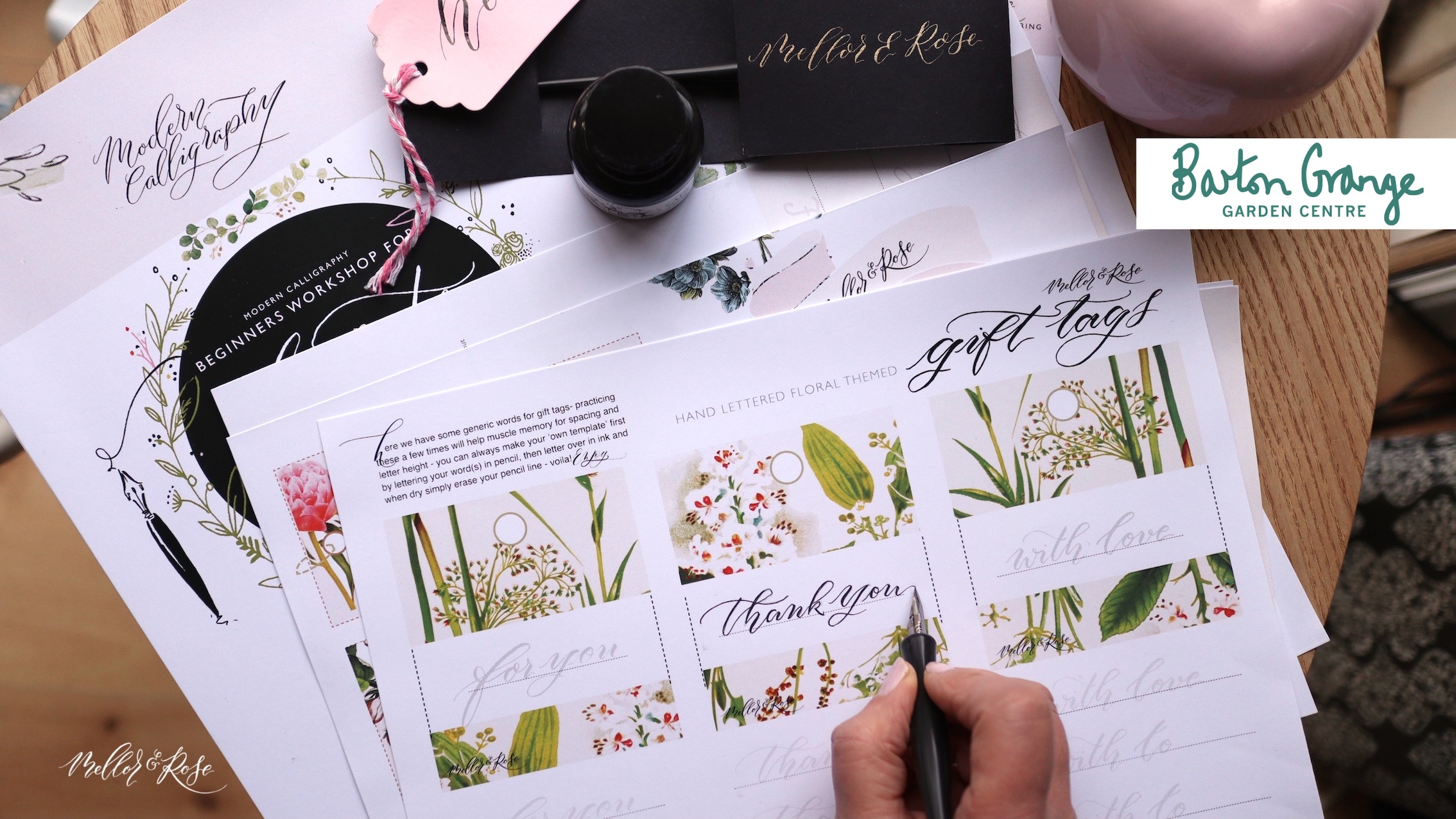 Spring Calligraphy Workshop with Mellor & Rose at Barton Grange Garden Centre