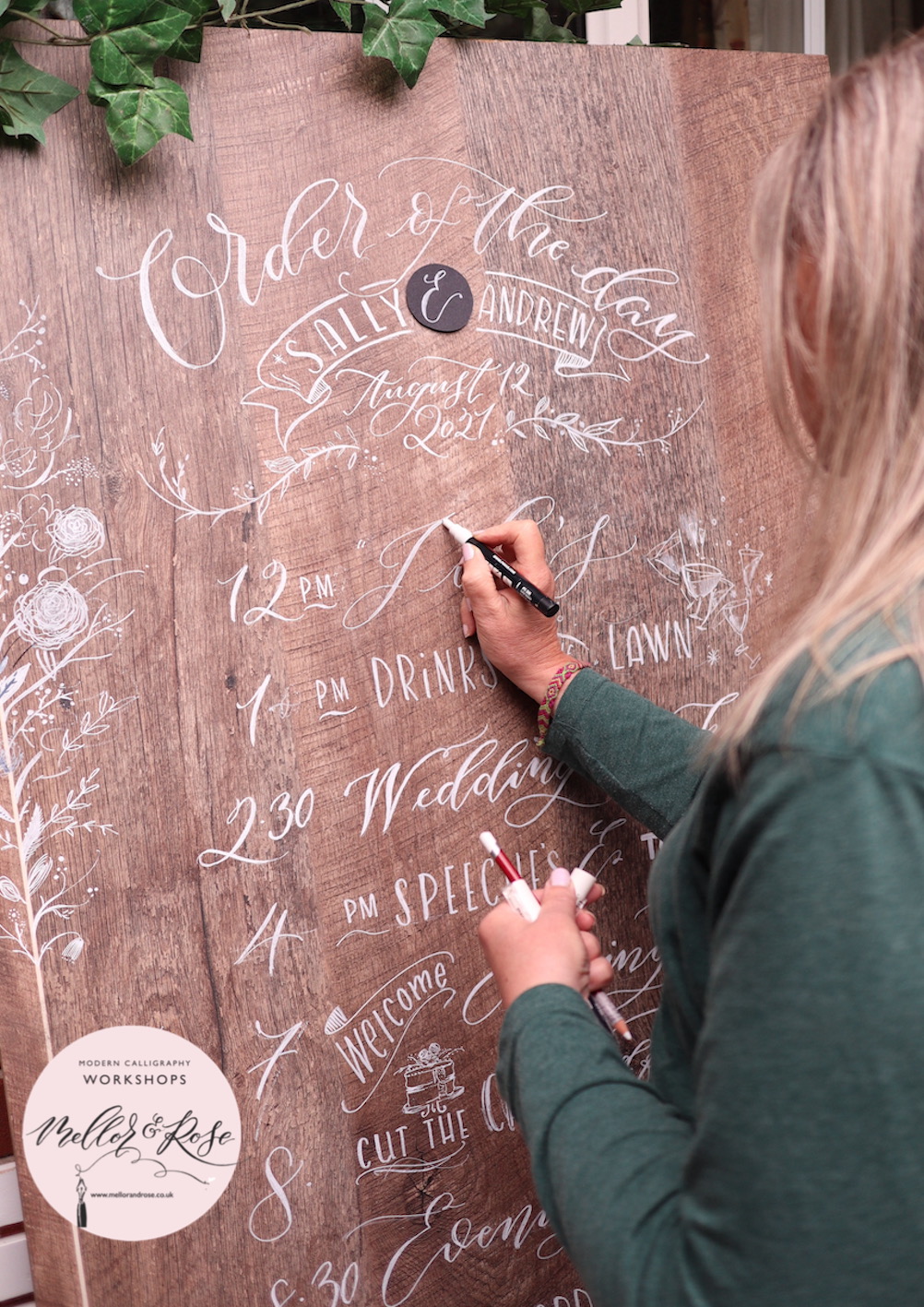 Handlettered Wedding Order of the Day