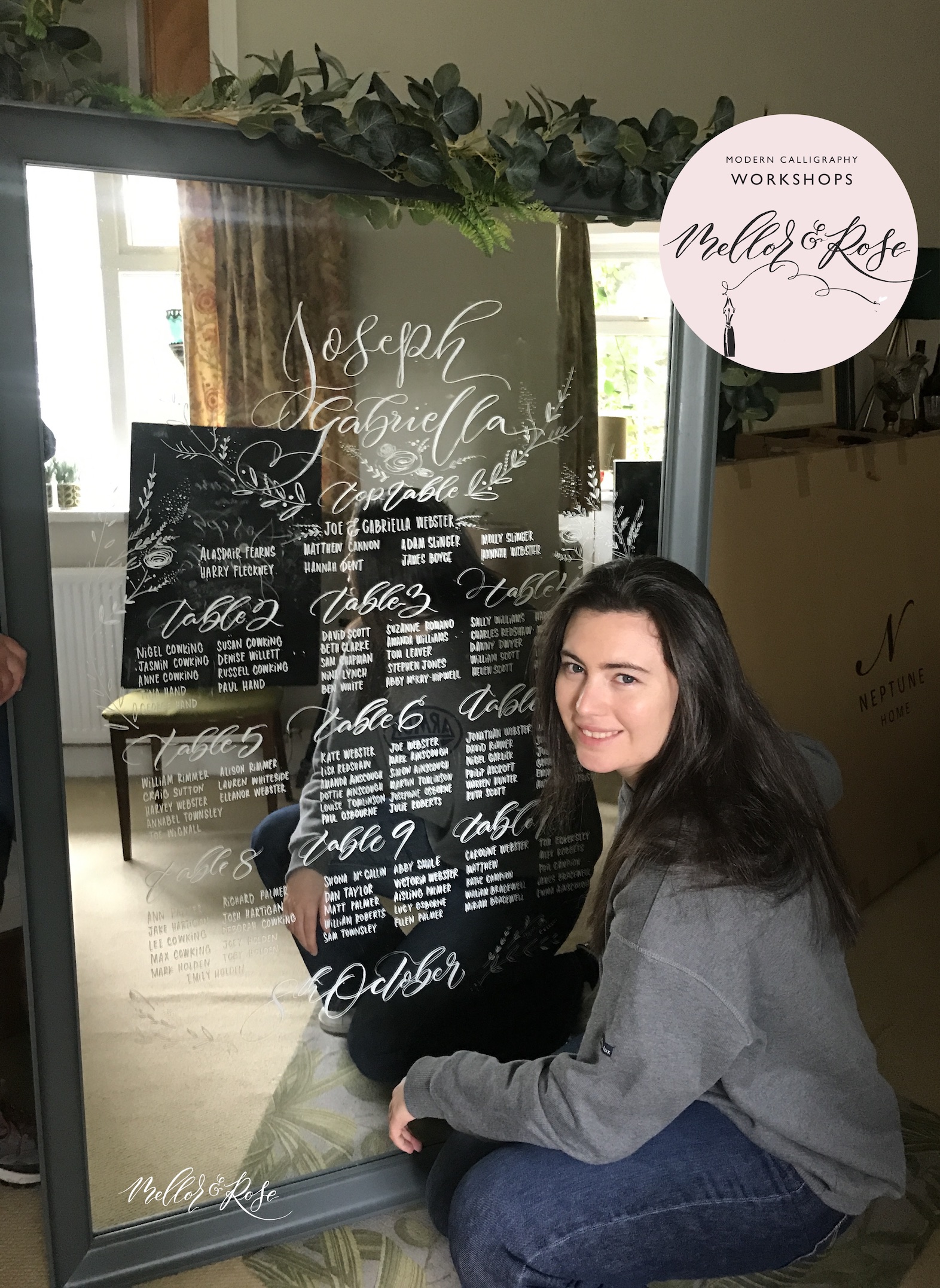 Handlettered Wedding Signage by Mellor & Rose Calligraphy Table Plan