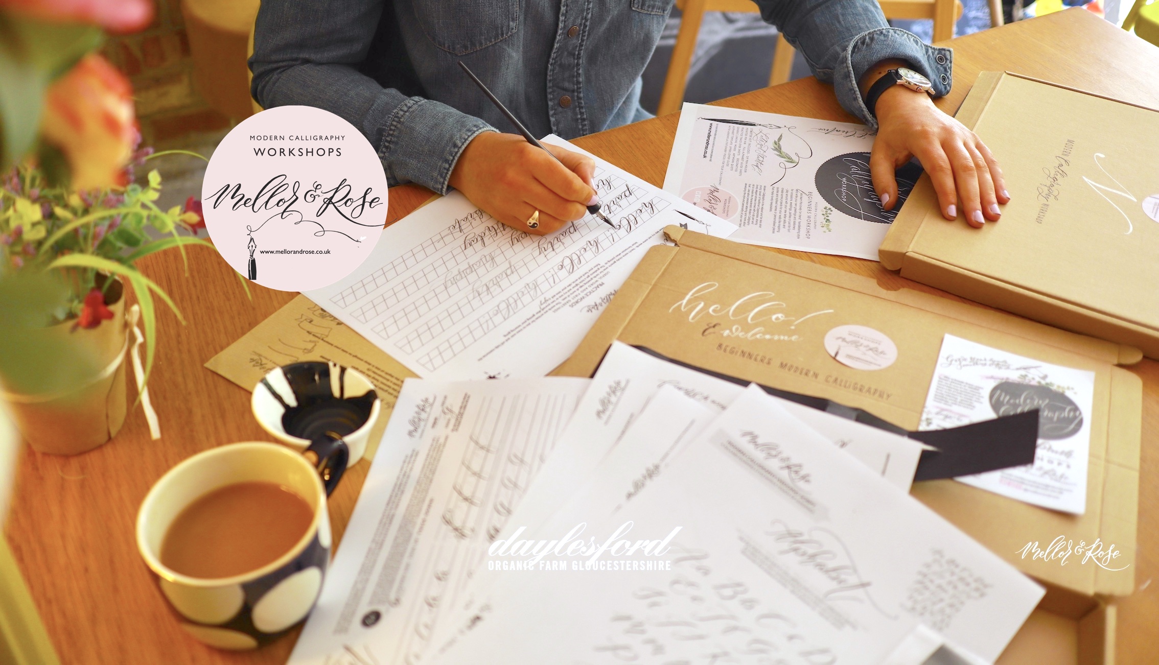 Mellor & Rose Modern Calligraphy Workshops at Daylesford Organic Farm, Cotswolds London