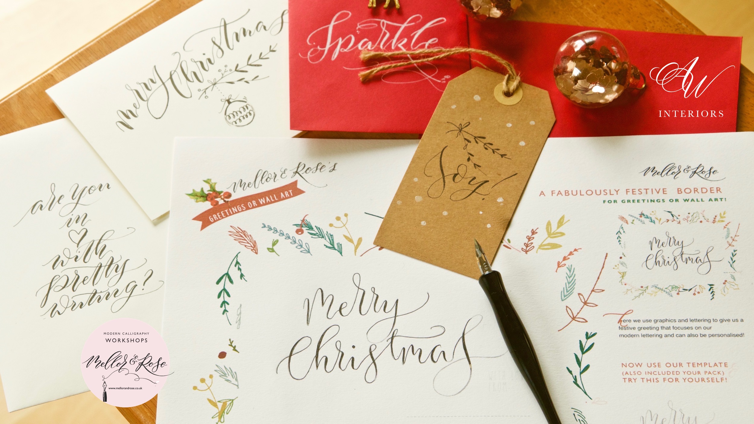 AW Interiors Bolton Greater Manchester Christmas Calligraphy Workshop with Mellor & Rose