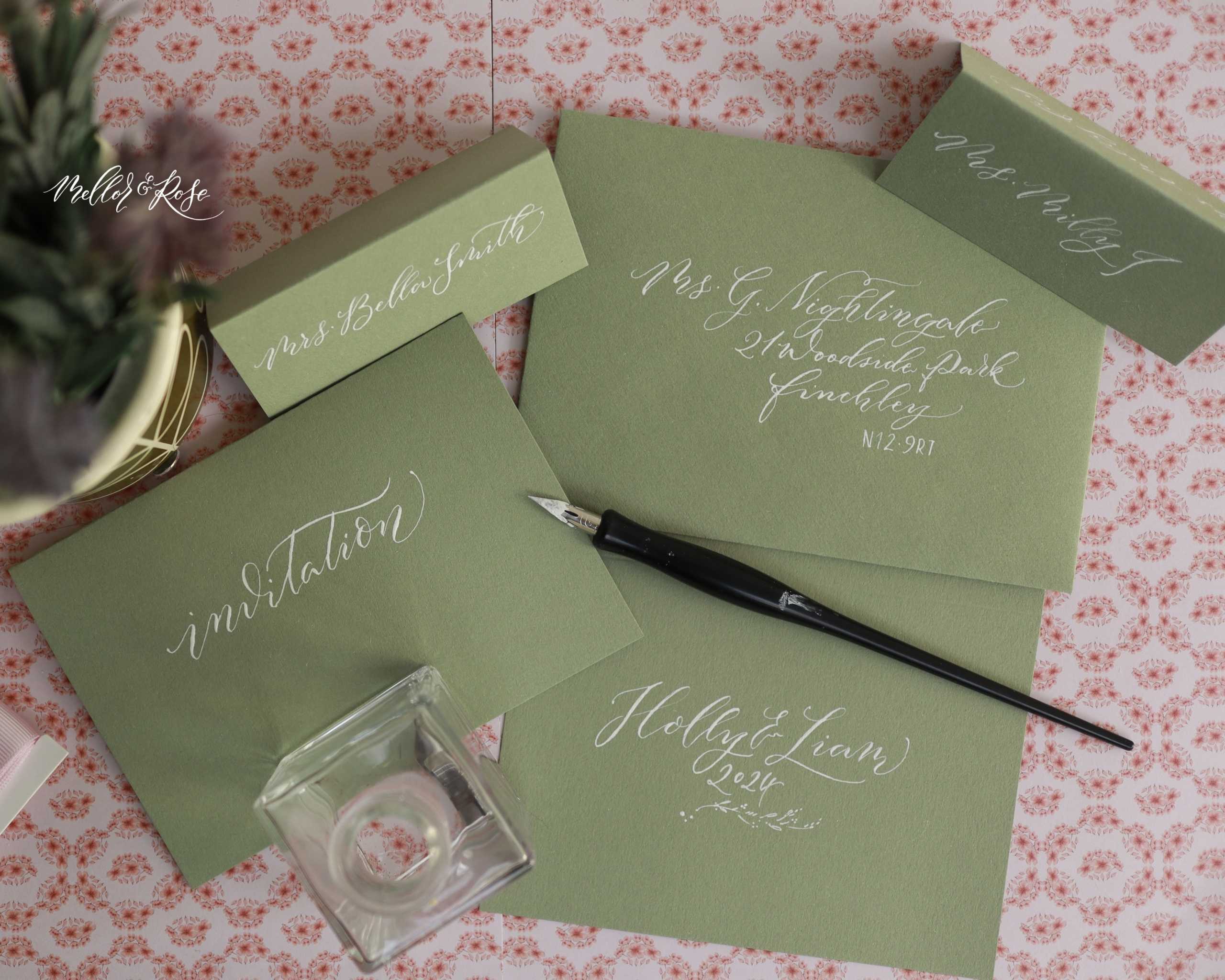 Summer Green Wedding Calligraphy - Mellor & Rose