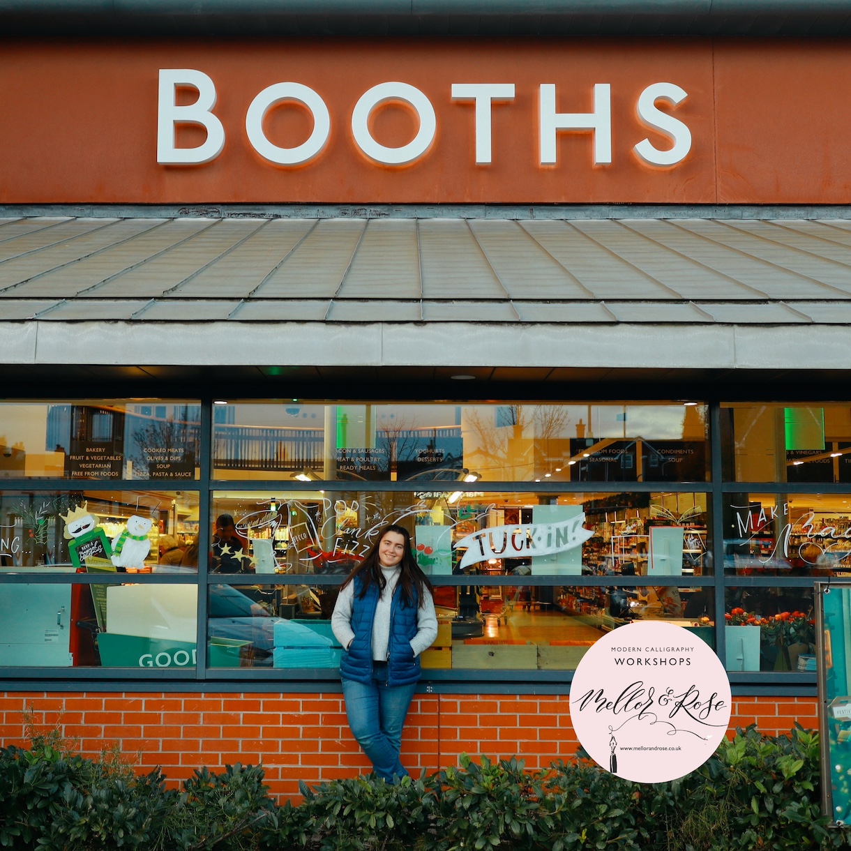 Christmas Window Art Retail Mellor & Rose Calligraphy