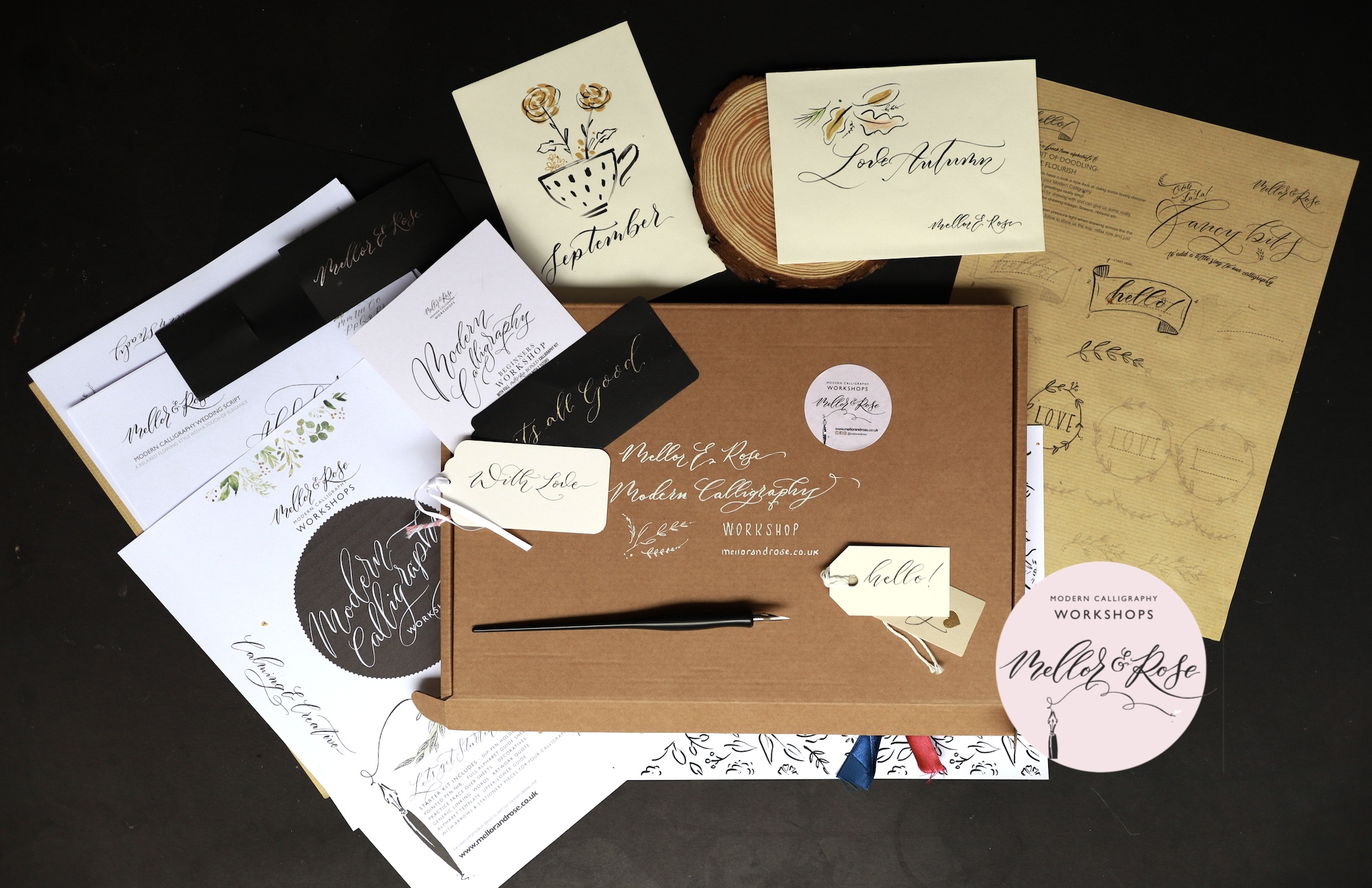 Autumn Modern Calligraphy Workshop Preston Hoghton Lancashire Mellor & Rose