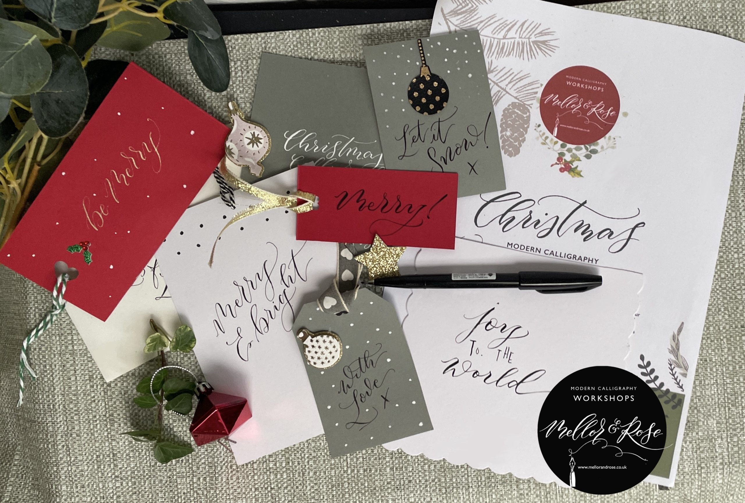 Mellor & Rose Christmas Brush Calligraphy Workshop Dublin Ireland