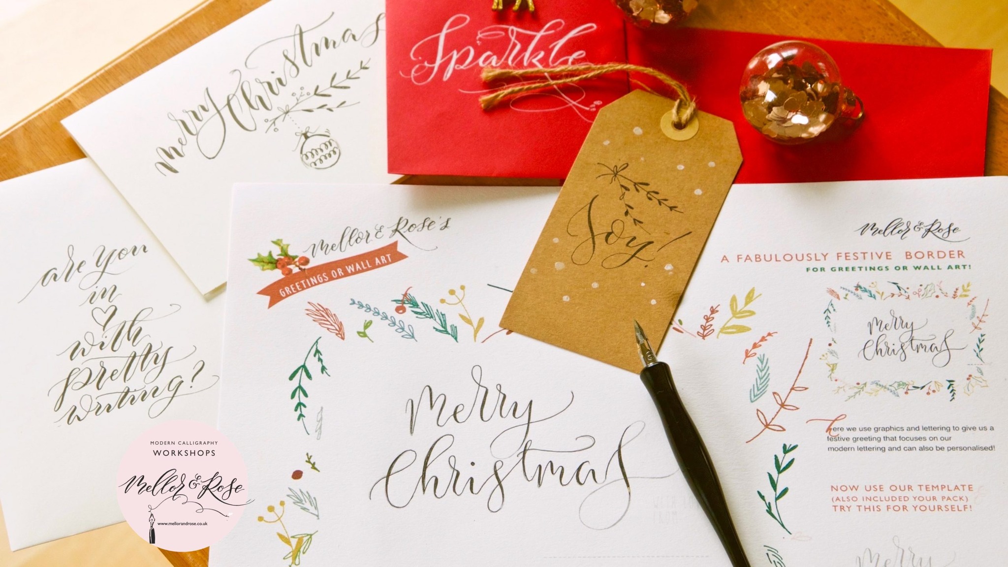 Christmas Calligraphy Workshop Carmel Barnes Richmond London Mellor & Rose
