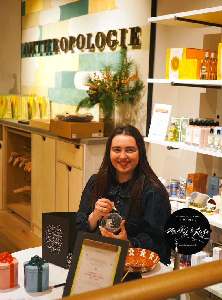 Mellor & Rose Anthropologie Event Calligraphy Engraving Personalisation Manchester